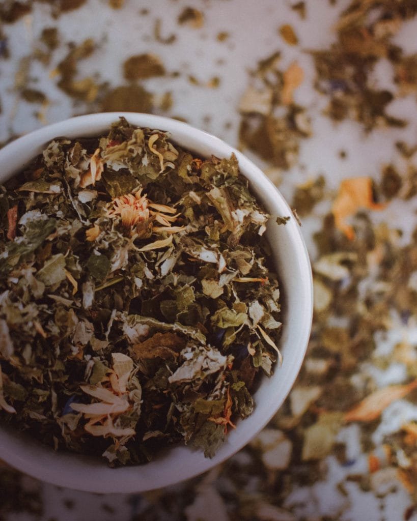 bowl of dried herbs